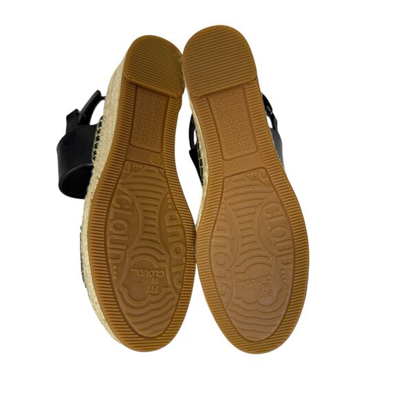 NIB Landing Craft Espadrille Black Size 4.5 (35) Open Toe Ankle Strap - Picture 5 of 6